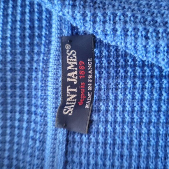 Saint James Blue Waffle Knit Jacket With Buckle Closures Size 6 - Picture 6 of 9